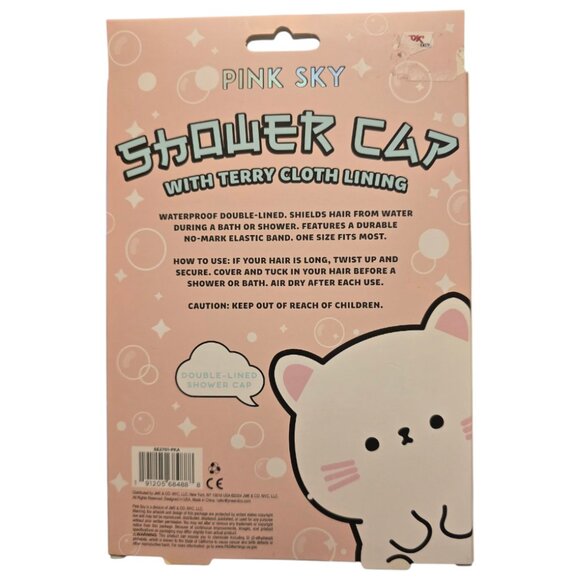 🏷️NWT - PINK SKY Shower Cap with Cats - NWT🏷️ - Picture 2 of 3